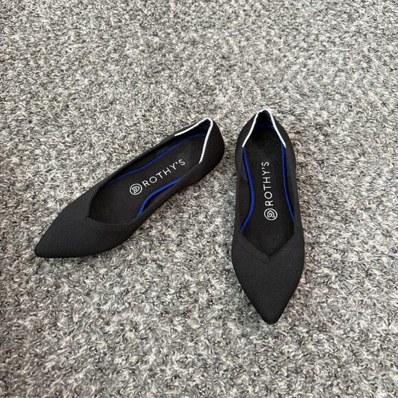 Rothys The Point Knit Stretch Comfort Pointed Slip On Flats Shoe Womens 8 Black - Picture 3 of 6